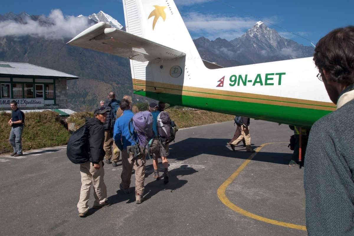 DHC-6 Twin Otter plane at Lukla Airport Nepal