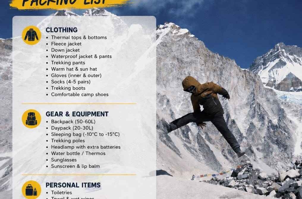 Everest Base Camp Trek Packing List 2026